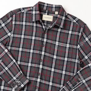 7 Diamonds Juniper Button Up Flannel Shirt Gray Red Plaid S